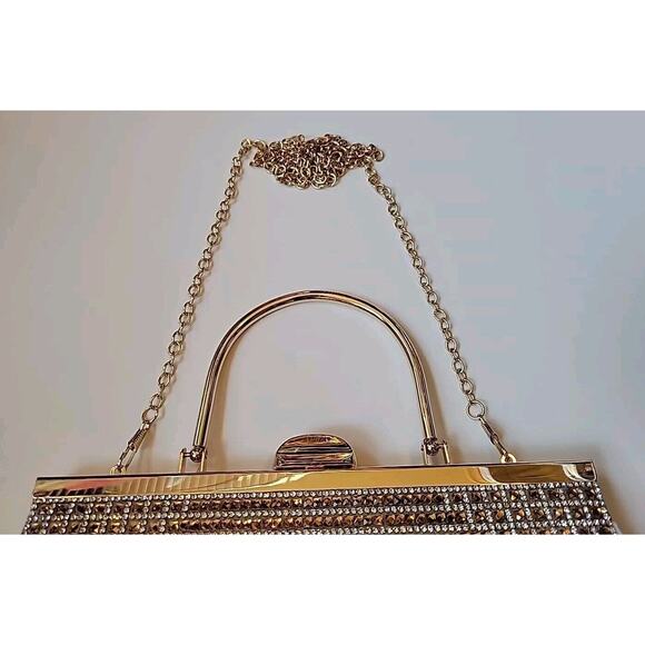 Gold Silver Prezzo Fashion Crystal Rhinestone Clutch Evening Bag - Picture 3 of 6